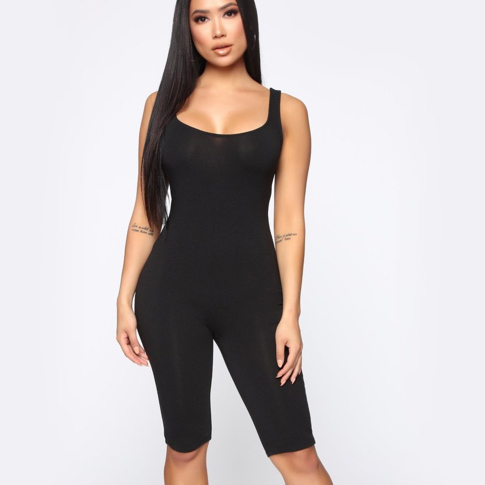 Black Biker Short Romper